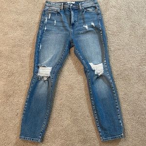 Distressed mom jeans